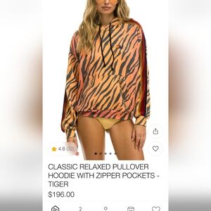 Aviator Nation Tiger Stripe Hoodie - Orange and Black SZ XXL